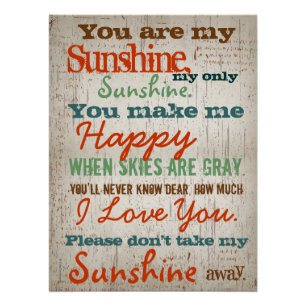 Du bist mein Sonnenschein-Kinderlied Poster