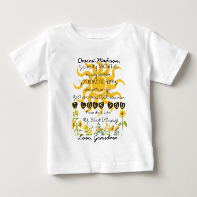Du bist mein Sonnenschein-Name Baby T-shirt (Vorderseite)