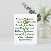 Du bist mein Sonnenschein Postkarte (Stehend Vorderseite)