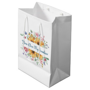 Du bist mein Sonnenschein und Sonnenblumen-Zitat Mittlere Geschenktüte