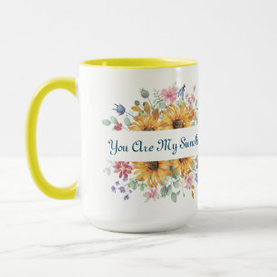 Du bist mein Sonnenschein und Sonnenblumen-Zitat Tasse