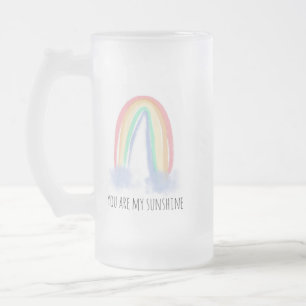 Du bist mein Sonnenschein Wasserfarbe gemalter Reg Mattglas Bierglas