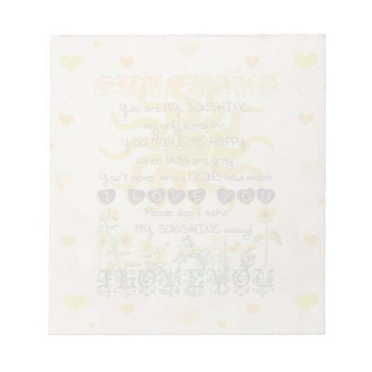 Du bist mein Sonnenscheinherz Notizblock (Vorderseite)