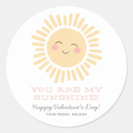 Du bist mein Sunshine Kids Classroom Valentine Day Runder Aufkleber