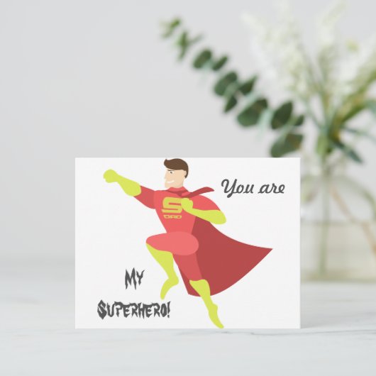 Du bist mein Superheld Postkarte (Stehend Vorderseite)