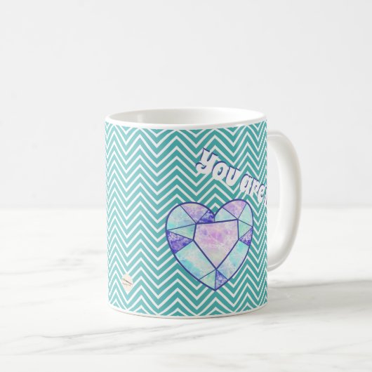 Du bist meine DIAMOND-Herzencoffee-Tasse Kaffeetasse (VorderseiteRechts)