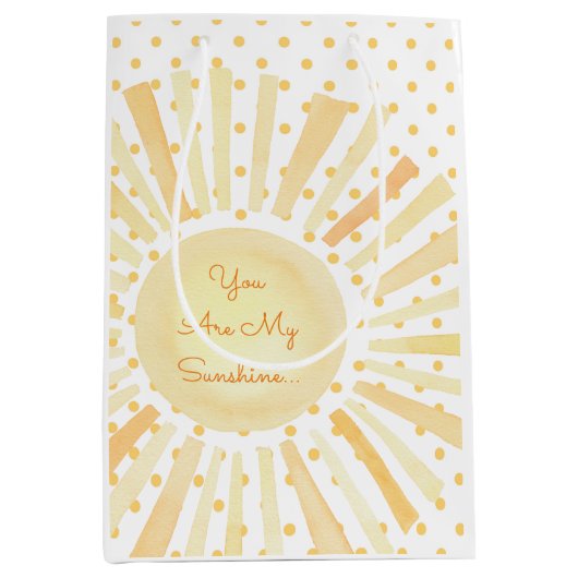 Du bist meine gelbgelben, weißen Polka-Punkte Mittlere Geschenktüte (Vorderseite)