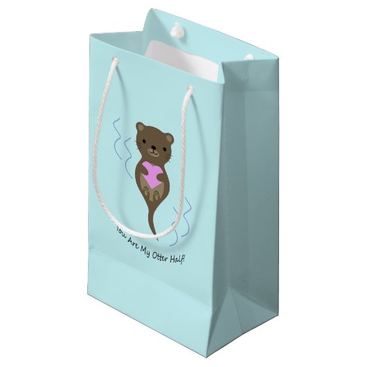 Du bist meine Hälfte Kleine Geschenktüte (Vorderseite Schrägansicht)