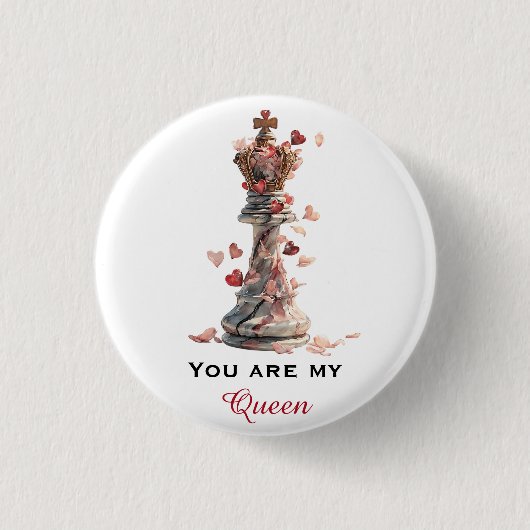Du bist meine Königin Schach Valentinstag Button (Vorderseite)