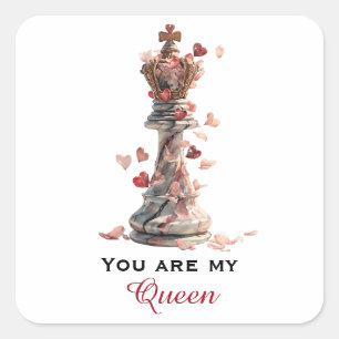Du bist meine Königin Schach Valentinstag Quadratischer Aufkleber