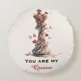 Du bist meine Königin Schach Valentinstag Rundes Kissen