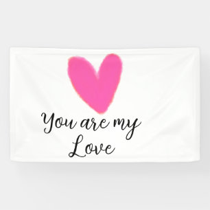 du bist meine Liebe rosa rotes Herz Aquarell Kidre Banner