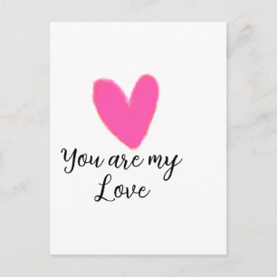 du bist meine Liebe rosa rotes Herz Aquarell Kidre Postkarte