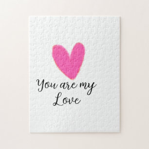 du bist meine Liebe rosa rotes Herz Aquarell Kidre Puzzle