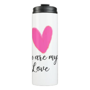 du bist meine Liebe rosa rotes Herz Aquarell Kidre Thermosbecher