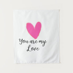 du bist meine Liebe rosa rotes Herz Aquarell Kidre Wandteppich