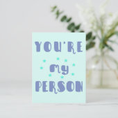 Du bist meine Person, lustige Typografie Romantisc Postkarte (Stehend Vorderseite)
