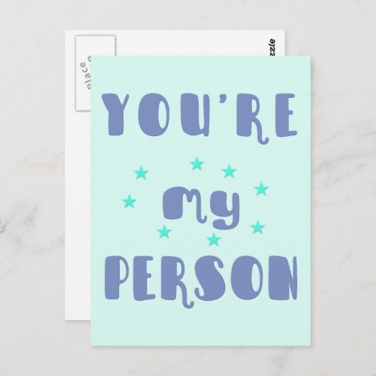 Du bist meine Person, lustige Typografie Romantisc Postkarte (Vorne/Hinten)
