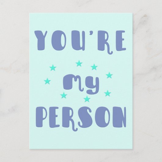 Du bist meine Person, lustige Typografie Romantisc Postkarte (Vorderseite)