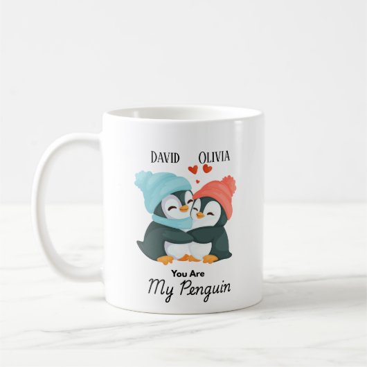 Du bist meine Pinguin - Individuelle Name Paare Kaffeetasse (Links)