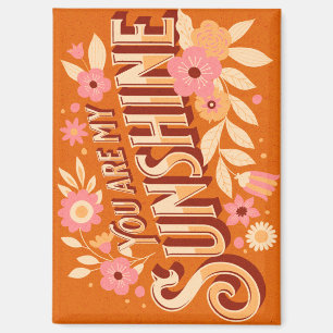 Du bist meine Sonnenblume Floral Boho Groovy Pink Magnet