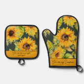 Du bist meine Sonnenblumen Ofenhandschuh & Topflappen-Set (Vorderseite)