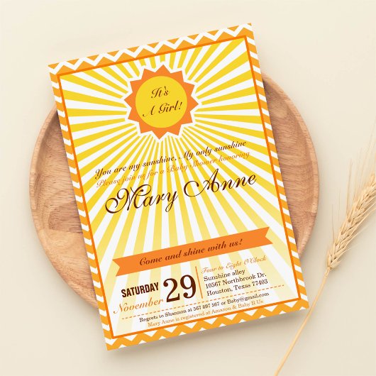 Du bist meine Sonnenschein-Babydusche. Einladung