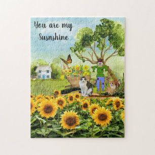 Du bist meine Sonnenschein-Katzen und Sonnenblumen Puzzle