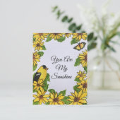 Du bist meine sonnige, fröhliche, dankbare Blume Postkarte (Stehend Vorderseite)