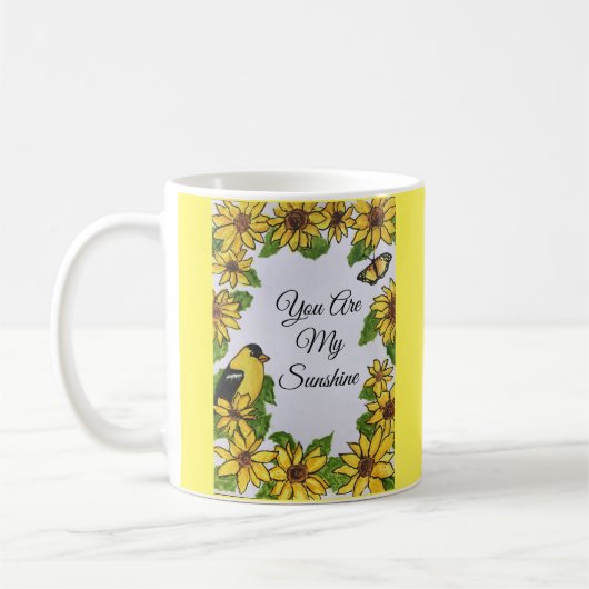 Du bist meine sonnige glückliche Vogelblüte Kaffeetasse (Links)