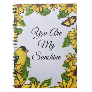 Du bist meine Sunshine Happy Bird Sonnenblumen Notizblock