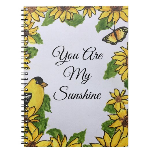 Du bist meine Sunshine Happy Bird Sonnenblumen Notizblock (Vorderseite)