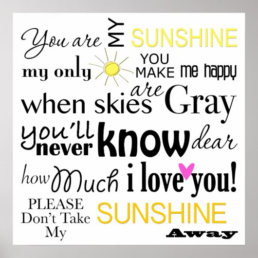 Du bist meine Sunshine Word Art Poster (Vorne)
