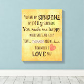 Du bist meine Sunshine Word Art Typografie Leinwanddruck (Insitu (Holzboden))