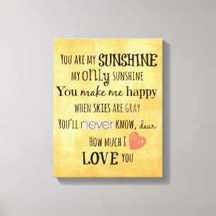 Du bist meine Sunshine Word Art Typografie Leinwanddruck