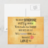 Du bist meine Sunshine Word Art Typografie Postkarte (Vorne/Hinten)