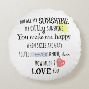 Du bist meine Sunshine Word Art Typografie Rundes Kissen