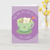 Du bist meine Tasse Teetablentine-Cartoon Karte (Gelbe Blume)