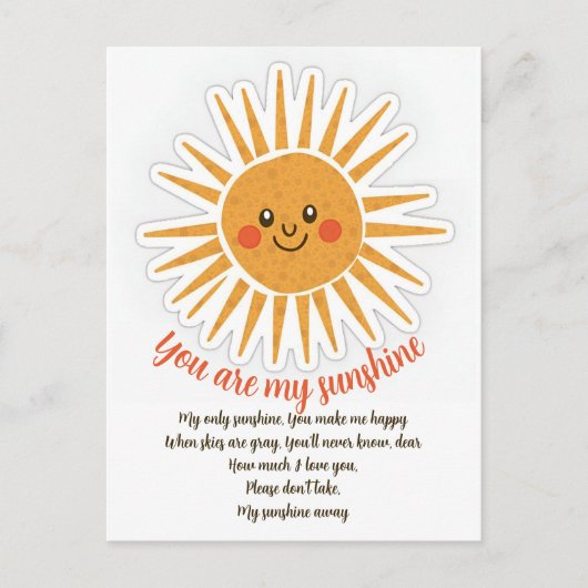 Du bist meine Texte-Begrüßungskarte Postkarte (Vorderseite)