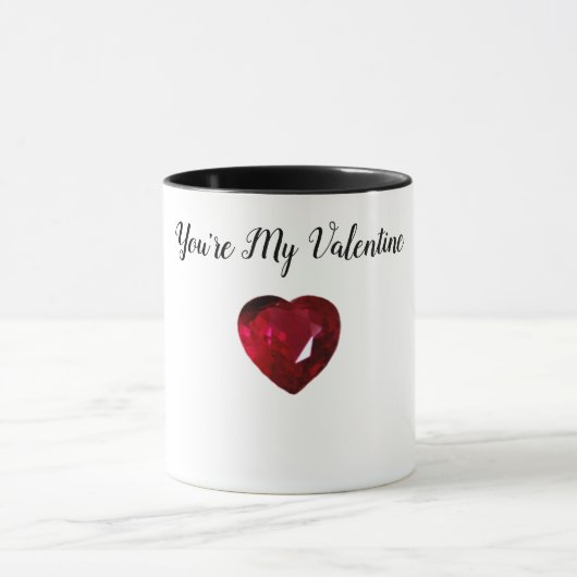 Du bist meine Valentine Ruby Heart Coffee Tasse (Zentrum)