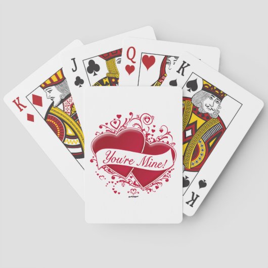 Du bist meins! Rote Herzen Spielkarten (Rückseite)