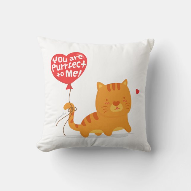 Du bist mir ein romantischer Cat Pun Kissen (Vorderseite)