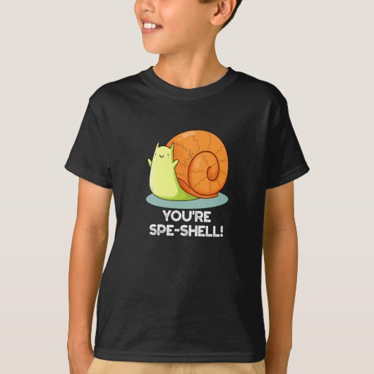 Du bist Muschel Funny Snail Pun Dark BG T-Shirt (Vorderseite)