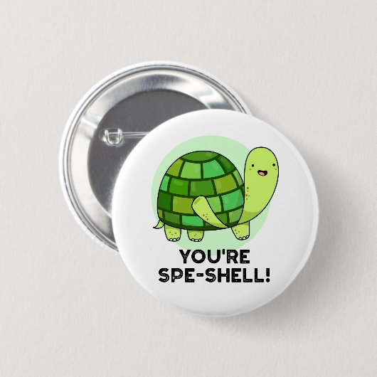Du bist Muschel Funny Tortoise Pun Button (Vorne & Hinten)