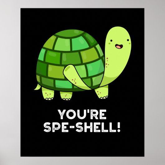 Du bist Muschel Funny Tortoise Pun Dark BG Poster (Vorne)