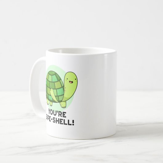 Du bist Muschel Funny Tortoise Pun Kaffeetasse (Vorderseite Links)