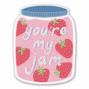 Du bist My Jam Strawberry Jam Heart Valentine Aufkleber