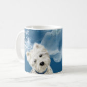 Du bist Pawfect, Westie Poodle Dog Fun Pun Blue Kaffeetasse (Vorderseite Links)