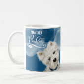 Du bist Pawfect, Westie Poodle Dog Fun Pun Blue Kaffeetasse (Links)