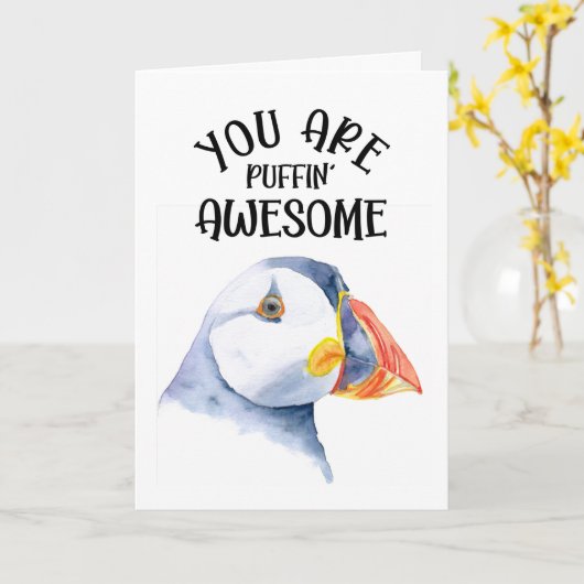 du bist phantastisch Puffin Karte (Gelbe Blume)